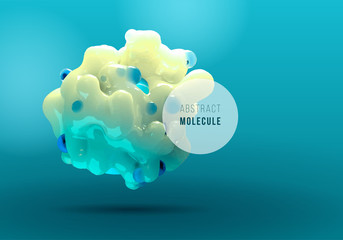 Abstract background with realistic 3D molecule. Organic vector structure