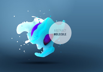 Abstract background with realistic 3D molecule. Organic vector structure