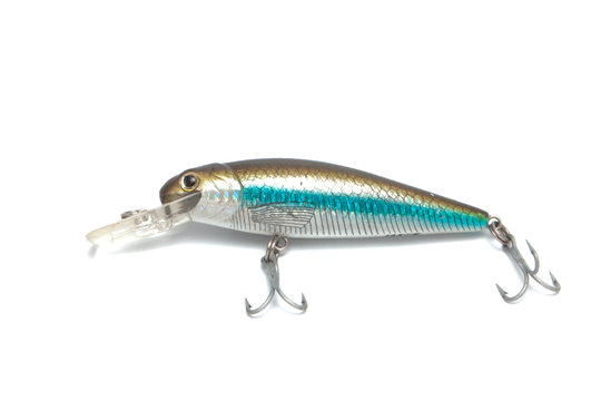 Fishing lures, isolated on white background. Vobler for fishing