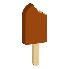  Chocolate ice cream popsicle on a stick.Isometric and 3D view.