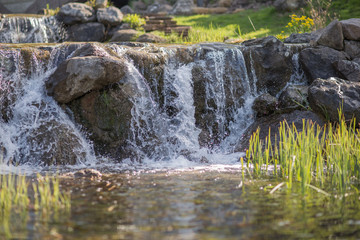 Beautiful deep forest waterfall in the Carpathians