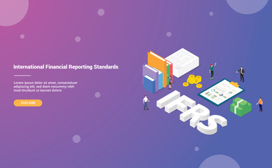 ifrs international financial reporting standards concept for website template or landing homepage with isometric modern flat style - vector