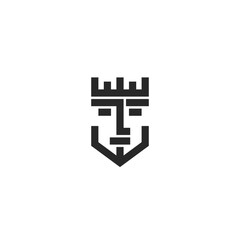 Prince logo portrait of a jack in the crown playing card character in a monogram minimal style