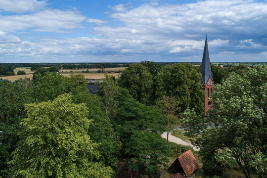 aerial view of church in Uelitz, germany