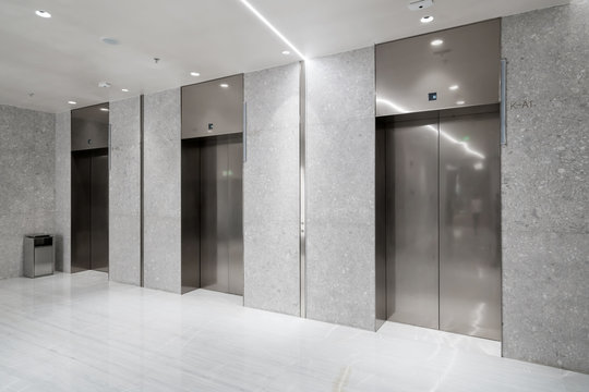 The elevator entrance is in the shopping mall