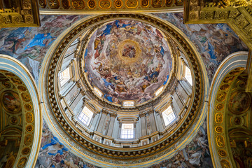 Fototapeta na wymiar Frescos in the Duomo in Naples Italy