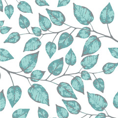 Green leaf on white background/ watercolor garden 