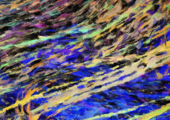 Oil pastel drawing. Abstract color background. Fine art print. Impressionism style abstraction. Modern surrealism painting. Good as wall decor poster. Stock. Surreal design. Handmade texture template.