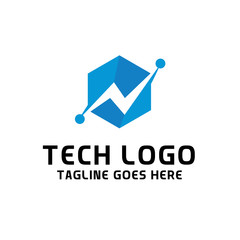 Cube Box Tech Logo For Technology Design With Colorful Style Concept. Digital Logo Company with Modern Digital Box and Hexagon Symbols Concept. Cube Tech Icon for Business, Studio, Network, Internet.