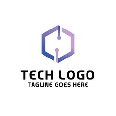 Cube Box Tech Logo For Technology Design With Colorful Style Concept. Digital Logo Company with Modern Digital Box and Hexagon Symbols Concept. Cube Tech Icon for Business, Studio, Network, Internet.