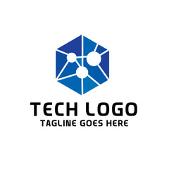 Cube Box Tech Logo For Technology Design With Colorful Style Concept. Digital Logo Company with Modern Digital Box and Hexagon Symbols Concept. Cube Tech Icon for Business, Studio, Network, Internet.