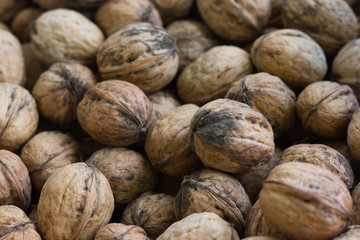 Background with brown dry walnuts