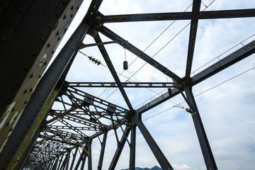 Close-up of Railway Bridge Steel Frame,Chongqing Yangtze River Metal Railway Bridge, China