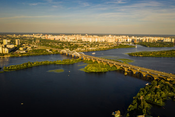 View of the darnetsky bridge Kiev Ukraine