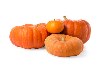 Organic pumpkins isolated over white