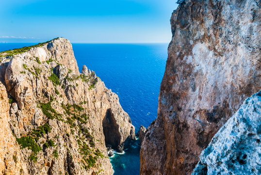 Small fiord in Antikythera island in Greece. Wild beauty