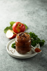 Homemade apple chutney with raisins