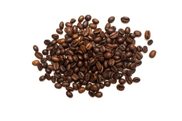 Coffee grains on white background. Isolated.