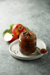 Homemade apple chutney with raisins