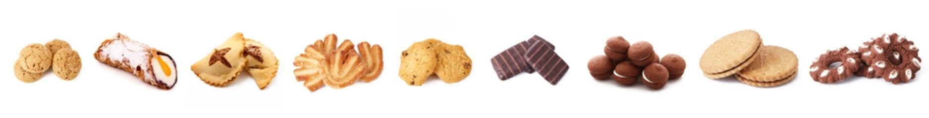 cookies collage on white background