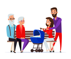Family spend time together vector illustration