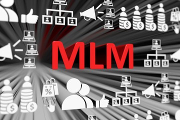 MLM concept blurred background 3d render illustration