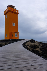 lighthouse on coast of iceland