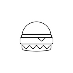 Burger sign icon in flat style. Hamburger vector illustration on white isolated background. Cheeseburger business concept. - Vector