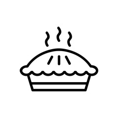 Thin line pie icon. Vector illustration isolated on a white background. Simple outline pictogram of pie.