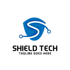 Shield Tech Logo For Technology Design With Colorful Style Concept. Digital Logo Company with Modern Digital Security and Network Symbols Concept. Protect Tech Icon for Business, Studio, Network, Inte