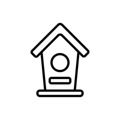 Birdhouse, garden house for birds vector icon. Flat vector illustration in black on white background. EPS 10