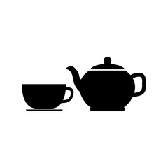 The teapot and cup icon. Tea symbol. Flat Vector illustration