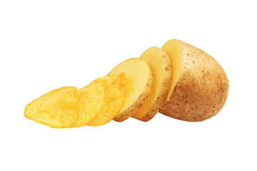 Design Element Potato and Chips Isolated on White Background.
