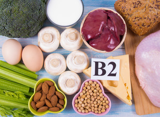 Food ingredients containing a large amount of vitamin B2 (riboflavinum).