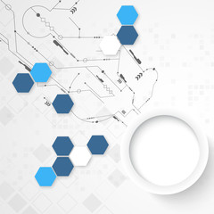 Abstract futuristic technology background with small electronic digital elements. Vector illustration.