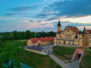 Fototapeta na wymiar Nyasvizh, Nieśwież, Nesvizh, Niasvizh, Nesvyzhius, Nieświeżh, in Minsk Region. Residential castle of the Radziwill family. 