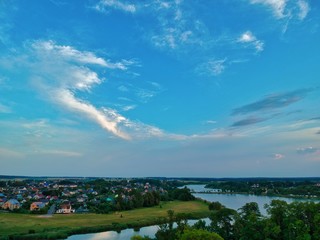 landscape with blue sky and clouds