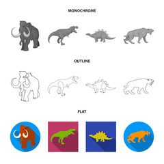 Isolated object of animal and character symbol. Set of animal and ancient vector icon for stock.