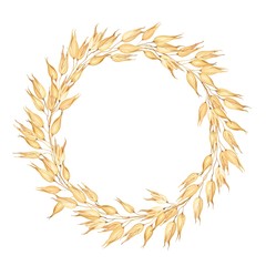 Wreath of Oats, vector illustration for healthy food.