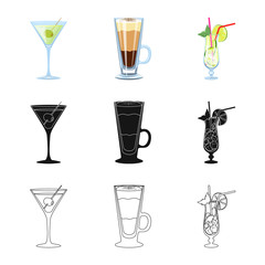 Vector illustration of liquor and restaurant symbol. Collection of liquor and ingredient vector icon for stock.