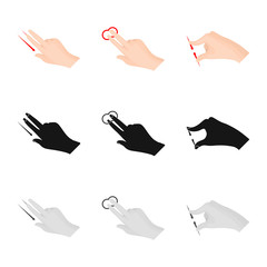 Fototapeta premium Vector illustration of touchscreen and hand logo. Collection of touchscreen and touch stock vector illustration.