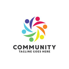 Community Logo For Leadership Design With Colorful Circle Society Style Concept. Teamwork Logo Company with Modern Shape and Connection Creative Symbols Concept. Icon for Business and Corporate.