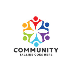 Community Logo For Leadership Design With Colorful Circle Society Style Concept. Teamwork Logo Company with Modern Shape and Connection Creative Symbols Concept. Icon for Business and Corporate.