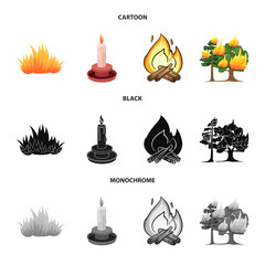 Isolated object of fire and flame icon. Collection of fire and fireball vector icon for stock.