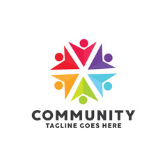 Community Logo For Leadership Design With Colorful Circle Society Style Concept. Teamwork Logo Company with Modern Shape and Connection Creative Symbols Concept. Icon for Business and Corporate.