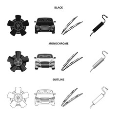 Vector design of auto and part logo. Collection of auto and car vector icon for stock.