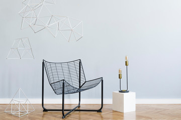 Modern armchair in minimalistic interior