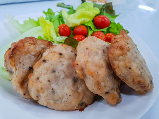 Homemade meatballs with vegetable ready to eat