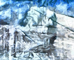 Original abstract painting at canvas. Mixed media pattern. Hand drawn art background.