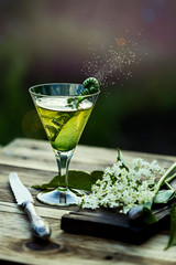 cocktail with lime and mint